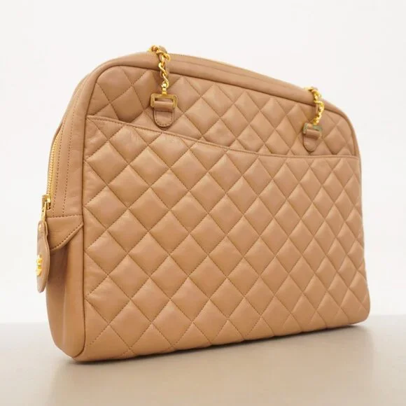 Authentic Chanel NEW quilted camel leather brown lambskin tote with wallet LWILL - Picture 3 of 12